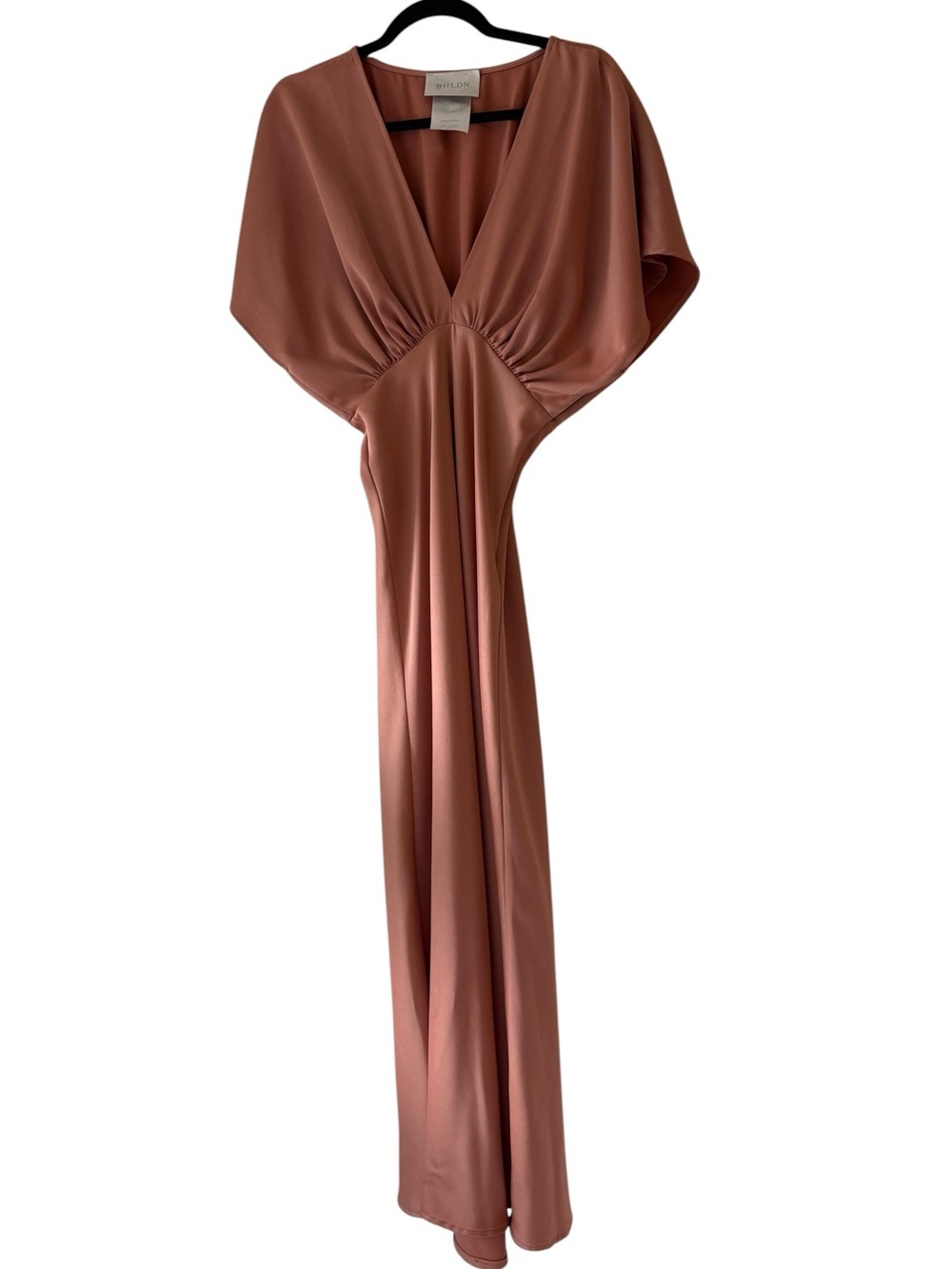 Anthropologie BHLDN Leila Satin Charmeuse Maxi Dress Size 2 In Dusty Rose - Picture 3 of 12